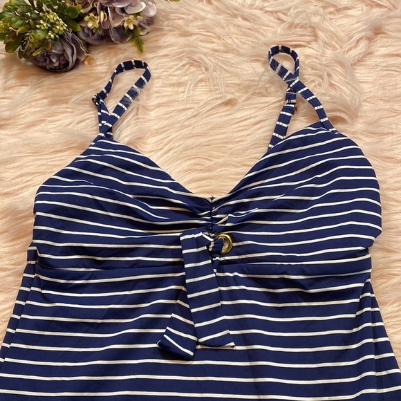 BEACH by Melissa Odabash One Piece Blue White Stripe Swimsuit sz S - Picture 5 of 9